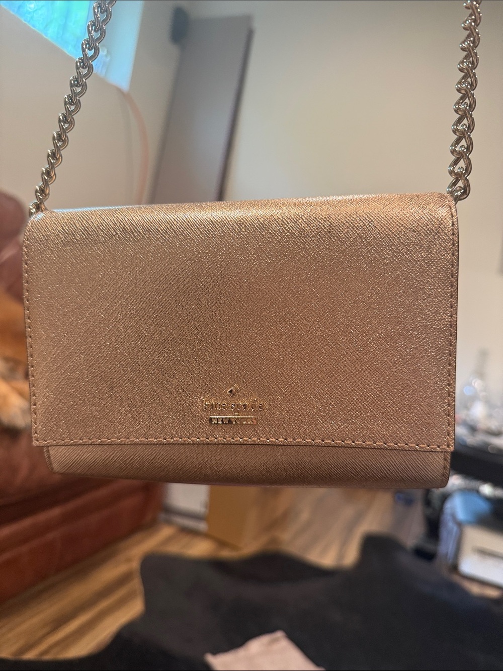 kate spade Metallic Rose Gold Chain Crossbody